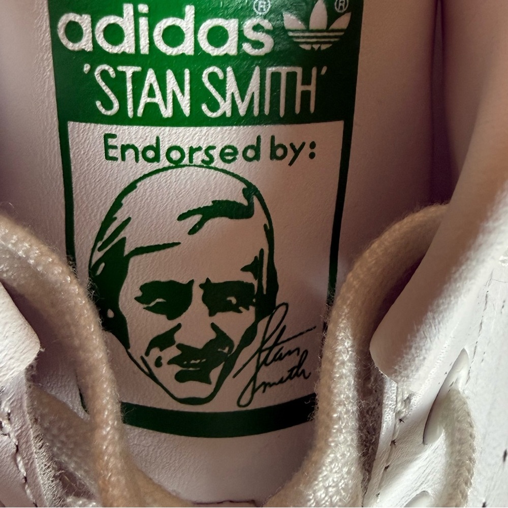 Adidas‎ Stan Smith White Green Leather Sneakers Classic Tennis Shoes 9 - Picture 8 of 10
